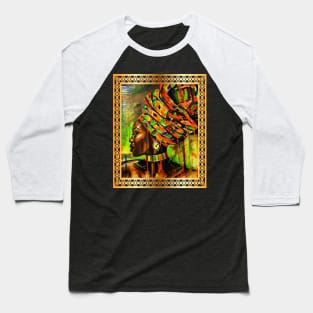 African Woman with Kente Pattern, African Artwork Baseball T-Shirt